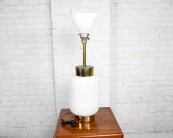 Vintage Raymor large white with stripes ceramic lamp  | Free shipping ONLY in NYC area