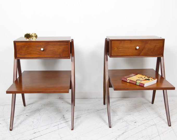Pair of Vintage Mcm End Tables / Nightstands by Drexel Etsy