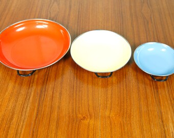 Vintage mcm Yugoslavian 3 enameled serving dishes