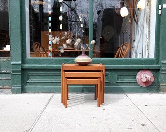 Vintage 80's Scandinavian teak 3 nesting tables | Free delivery only in NYC and Hudson Valley areas