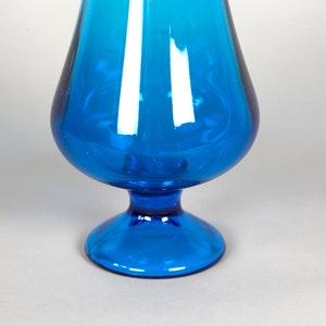 vintage mcm tall blue fluid shape vase art glass image 2