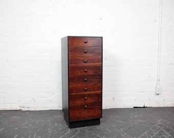 Vintage MCM tall rosewood lingerie chest by David Parmelee for Founders Furniture | Free delivery only in NYC and Hudson Valley area