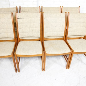 Vintage MCM set of 8 tall back Scandinavian teak chairs by Happy Viking Free delivery only in NYC and Hudson Valley areas image 6