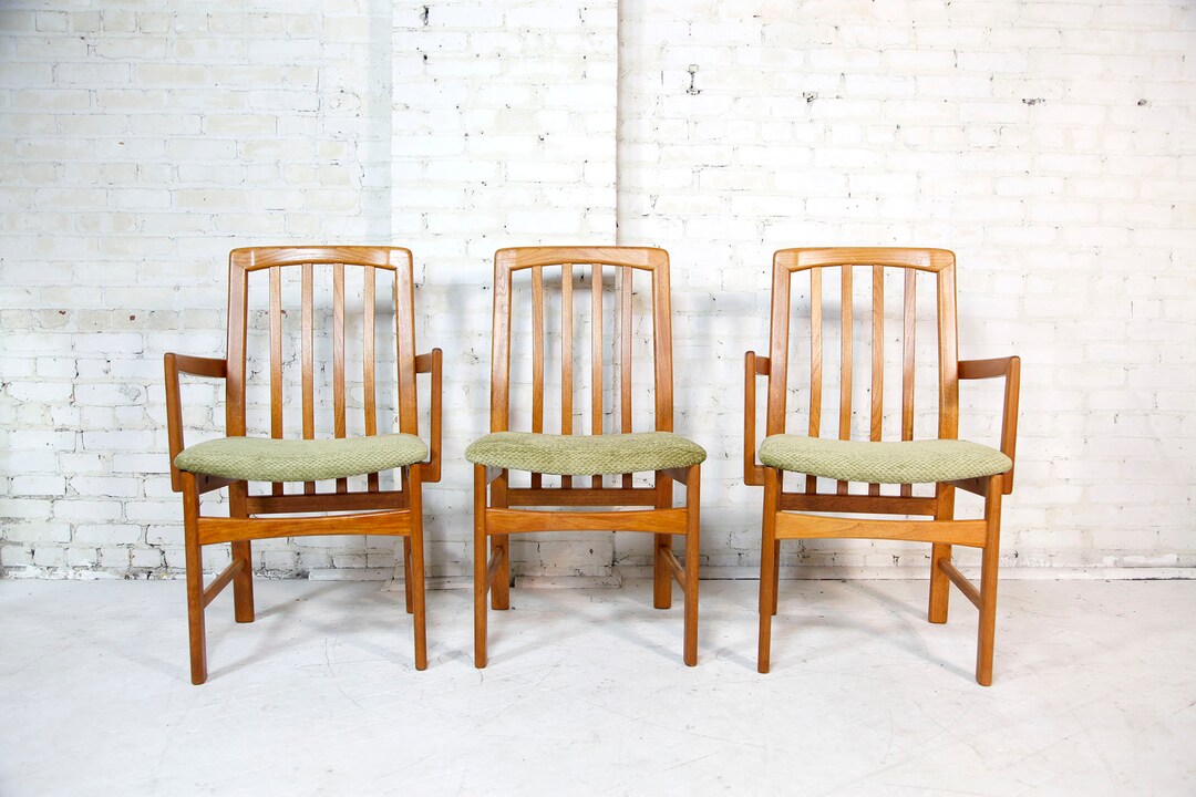 Vintage MCM Teak Set of 3 Dining Chairs by Nordic Furniture Made in