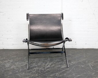 Vintage MCM 80's Postmodern Italia Scissor Chair in Chromed Steel