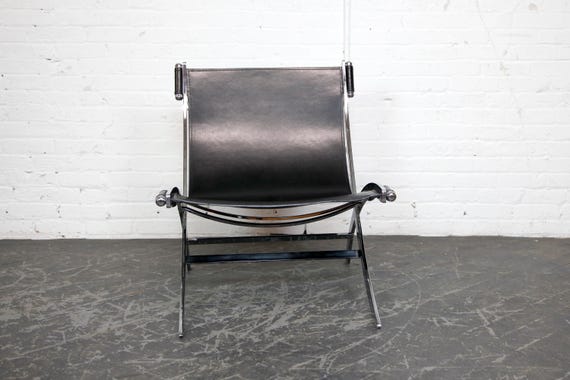 Vintage MCM 80's Postmodern Italia Scissor Chair in Chromed Steel