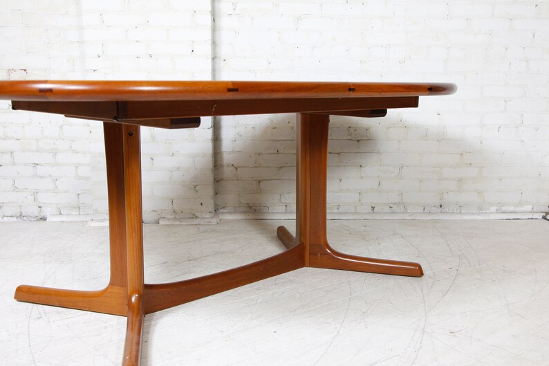 Vintage MCM scandinavian teak oval dining table no extension leafs by Rasmus Denmark Free delivery only in NYC and Hudson Valley areas image 3