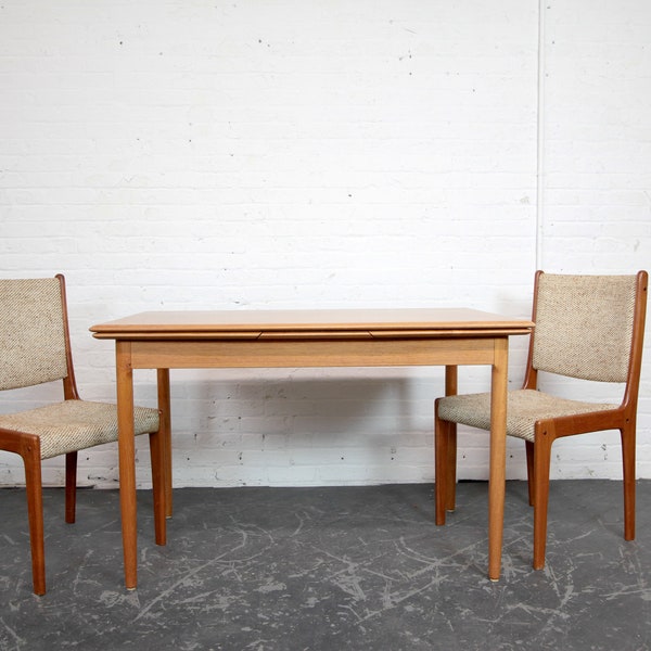 Vintage MCM Scandinavian teak dining table w/ pull out leafs by A.B.J. Furniture Denmark | Free delivery only in NYC and Hudson Valley areas