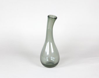vintage mcm grey handmade fluid shape vase | Art glass
