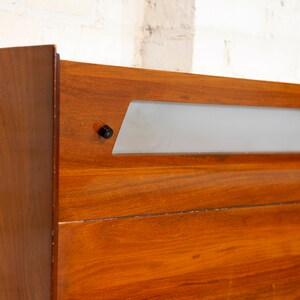 Vintage mcm walnut queen size headboard with reading lights Free delivery in NYC and Hudson Valley areas image 3