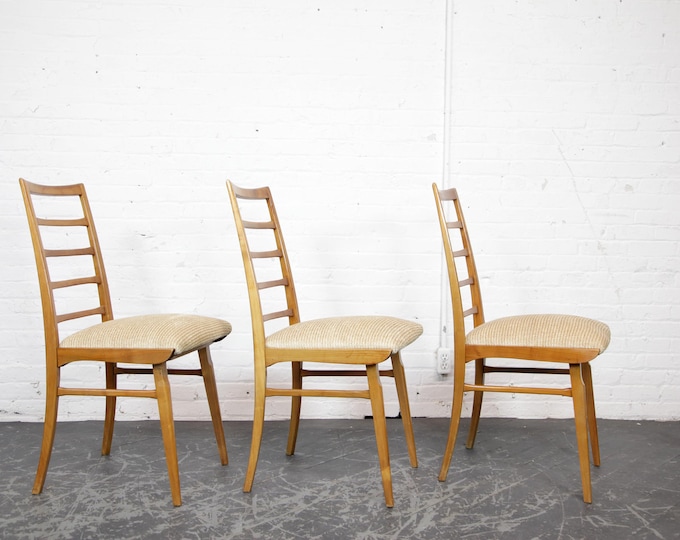 Set of 4 Vintage Thonet Bentwood Chair: Blue Upholstered Dining