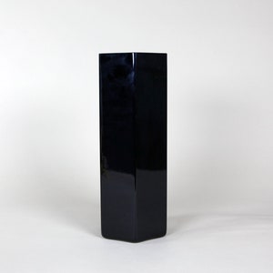 Vintage mcm black hexagon tall ceramic vase made in Japan Studio Nova image 2