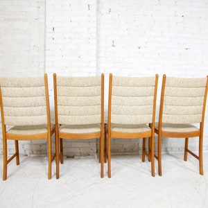 Vintage MCM set of 8 tall back Scandinavian teak chairs by Happy Viking Free delivery only in NYC and Hudson Valley areas image 8