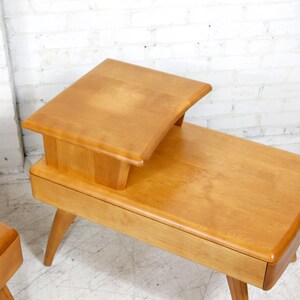 Vintage MCM pair of Heywood Wakefield step end tables / nightstands w/ drawer Free delivery only in NYC and Hudson Valley areas image 3