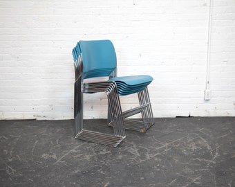 Vintage MCM GF 40/4 David Rowland light blue stacking chairs | Free delivery only in NYC and Hudson Valley areas