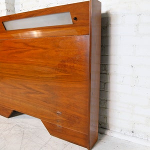 Vintage mcm walnut queen size headboard with reading lights Free delivery in NYC and Hudson Valley areas image 7