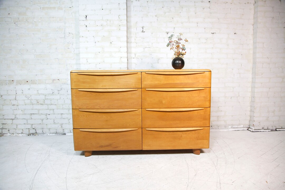 Vintage MCM Solid Maple 8 Drawer Dresser by Heywood Wakefield Etsy