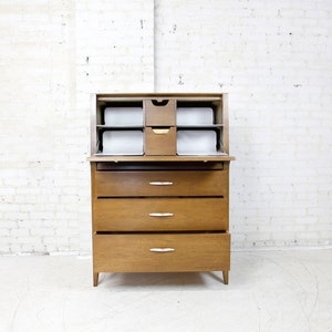 Vintage MCM 9 drawer tallboy dresser by Drexel Profile line Free deliver in NYC and Hudson Valley areas image 2