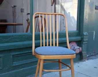 Vintage 80's bentwood cafe dining chairs Ligna Drevounia Czechoslovakia BLUE denim | Free delivery in NYC and Hudson Valley areas