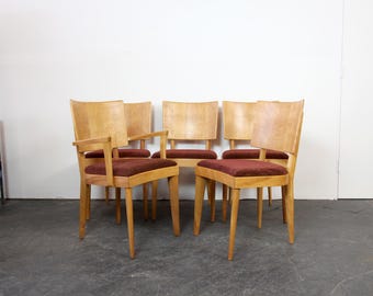 Vintage 50's set of 5 solid maple dining chairs by Heywood Wakefield | Free delivery only in NYC and Hudson Valley areas