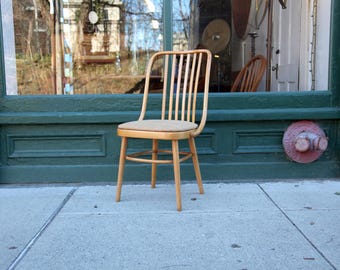 Vintage 80's bentwood cafe dining chairs Ligna Drevounia Czechoslovakia FLUX orange | Free delivery in NYC and Hudson Valley areas