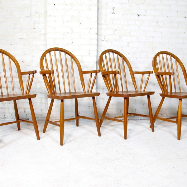 Vintage set of 4 mcm teak erik ole jorgensen style windsor chairs by KD Furniture Thailand | Free delivery in NYC and Hudson Valley areas