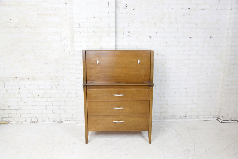 Vintage MCM 9 drawer tallboy dresser by Drexel Profile line Free deliver in NYC and Hudson Valley areas image 1