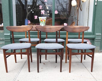 Vintage Scandinavian 70's set of 6 rosewood dining chairs by SKOVBY mobelfabrik Denmark | Free delivery in NYC and Hudson Valley areas