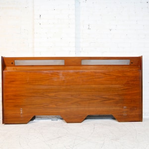 Vintage mcm walnut queen size headboard with reading lights Free delivery in NYC and Hudson Valley areas image 1