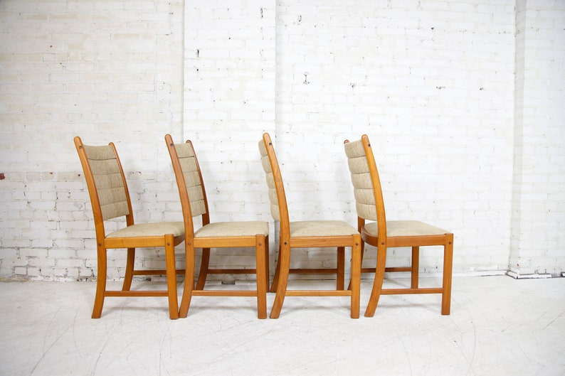 Vintage MCM set of 8 tall back Scandinavian teak chairs by Happy Viking Free delivery only in NYC and Hudson Valley areas image 4