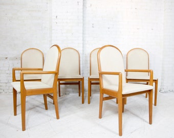 Vintage MCM set of 6 tallback teak dining chairs by Benny Linden | Free delivery only in NYC and Hudson Valley areas