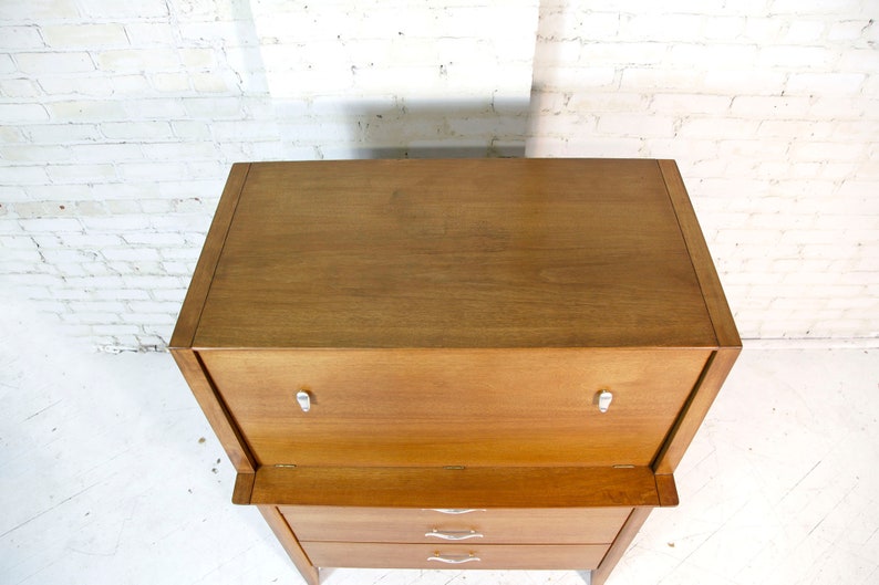 Vintage MCM tallboy hightop 9 dresser dresser by John Van Koert for Drexel Profile Free delivery in NYC and Hudson Valley areas image 10