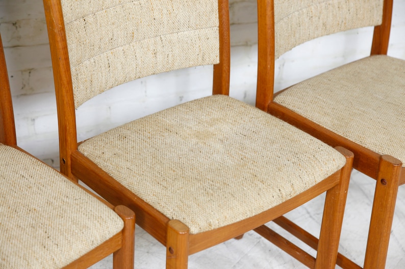 Vintage MCM set of 8 tall back Scandinavian teak chairs by Happy Viking Free delivery only in NYC and Hudson Valley areas image 10