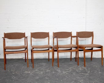 Vintage MCM set of 4 Scandinavian solid teak by Benny Linden Denmark w/ new upholstery | Free delivery only in NYC and Hudson Valley areas