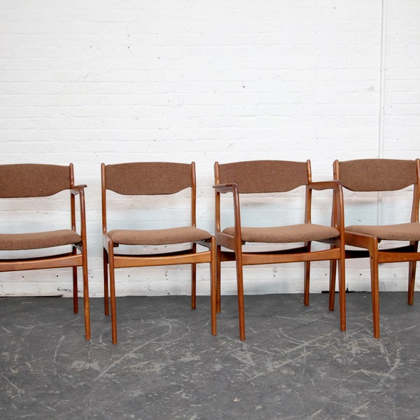 Vintage MCM set of 4 Scandinavian solid teak by Benny Linden Denmark w/ new upholstery | Free delivery only in NYC and Hudson Valley areas