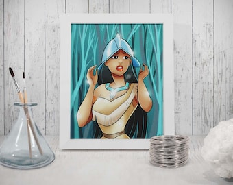 Pocahontas Helmet Art Print - AliyahArt Anime Home Decor Nature Disney Cute