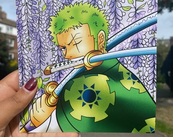 Zoro x Wisteria Wano Kuni Art Print - Anime Fan Art Manga Animanga Weeb AliyahArt