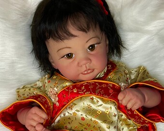 20 in. Lali Asian baby girl reborn doll sculpted by Elisa Marx reborn artist Peg Spencer OOAK