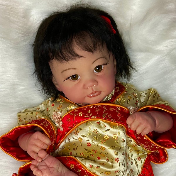 20 in. Lali Asian baby girl reborn doll sculpted by Elisa Marx reborn artist Peg Spencer OOAK