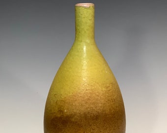 Spray glazed yellow bottle vase