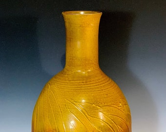 Large Stoneware Vase with Slip Design