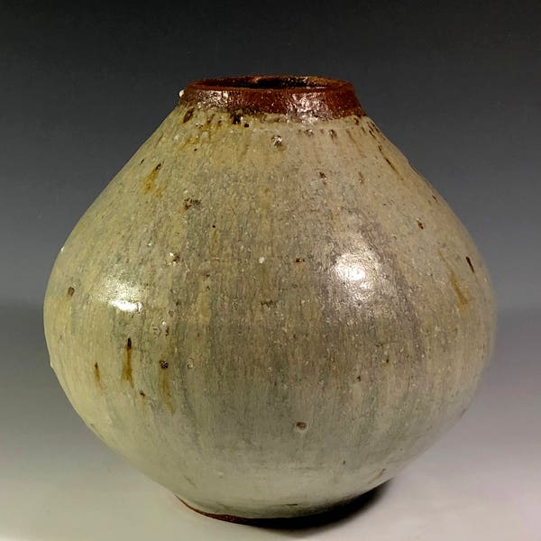 Green stoneware vase
