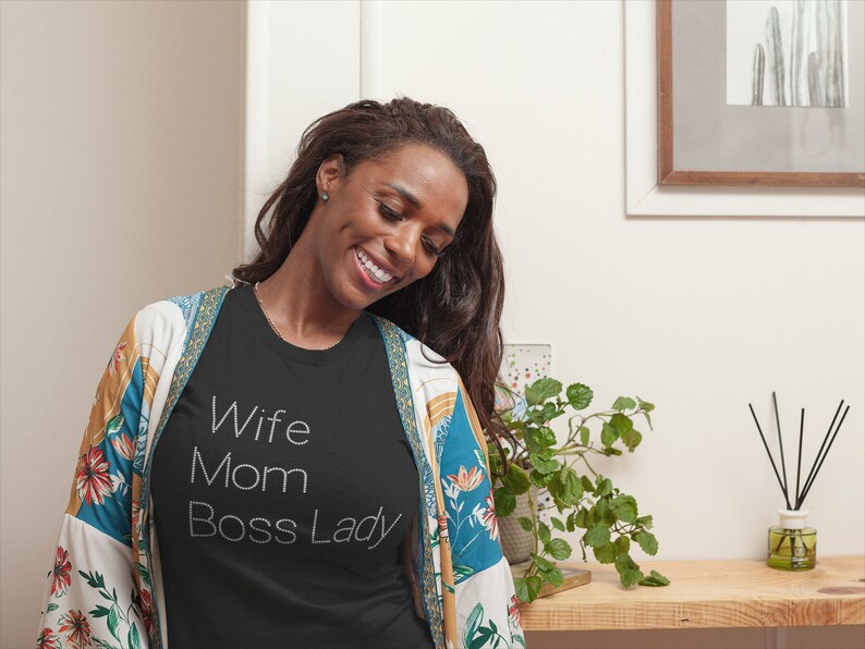Wife Gift Mom Wife Boss T shirt Boss Lady Rhinestone Wife shirt Wifey Shirt.