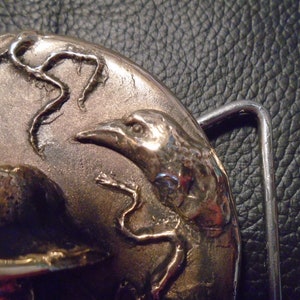 Odin Belt Buckle / Bronze Metal / Heathen Buckle/ Odin's Ravens/ image 4