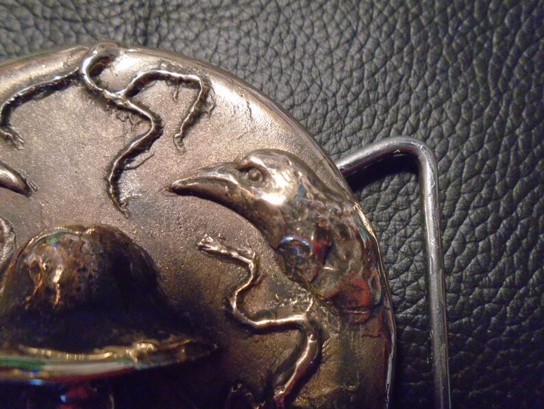 Odin Belt Buckle / Bronze Metal / Heathen Buckle/ Odin's Ravens/ image 4