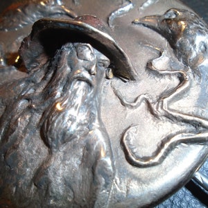 Odin Belt Buckle / Bronze Metal / Heathen Buckle/ Odin's Ravens/ image 2