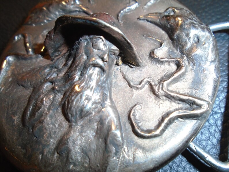 Odin Belt Buckle / Bronze Metal / Heathen Buckle/ Odin's Ravens/ image 2