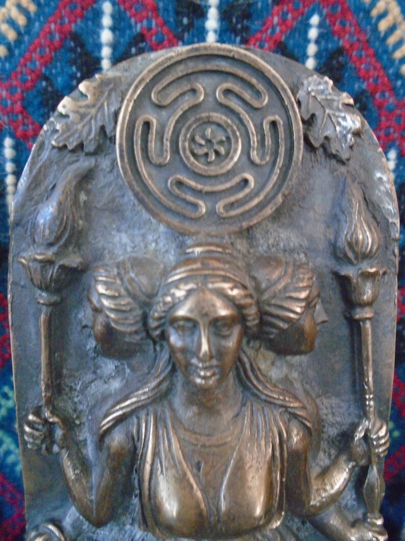 Hecate Statue/ Bronze Metal/ Hecates Wheel/ Strophalos/ Hekate image 5