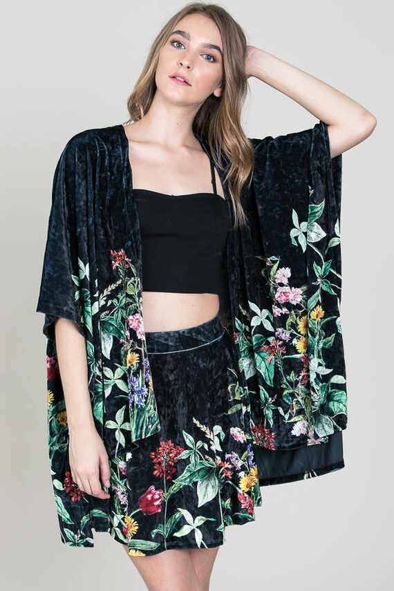 black floral kimono cardigan