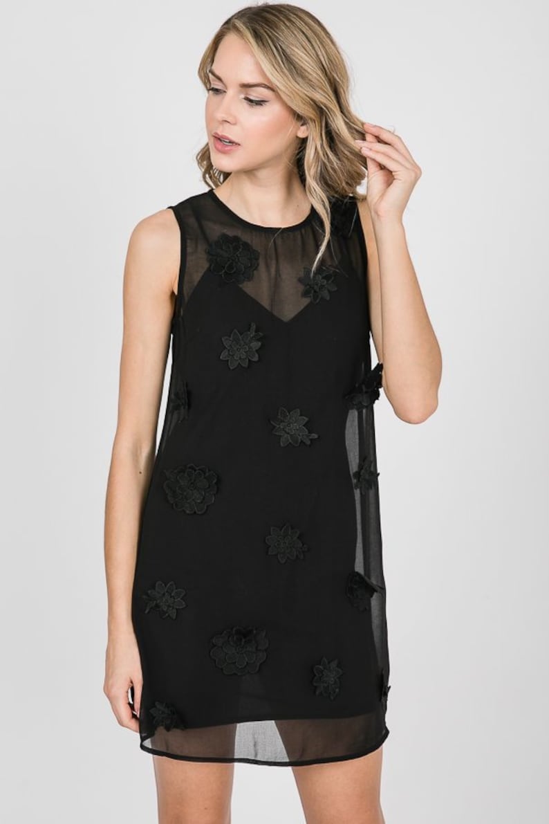 Black Sleeveless Dress See-Through Women Dress Chic Dress Comfortable Wear Regular Price